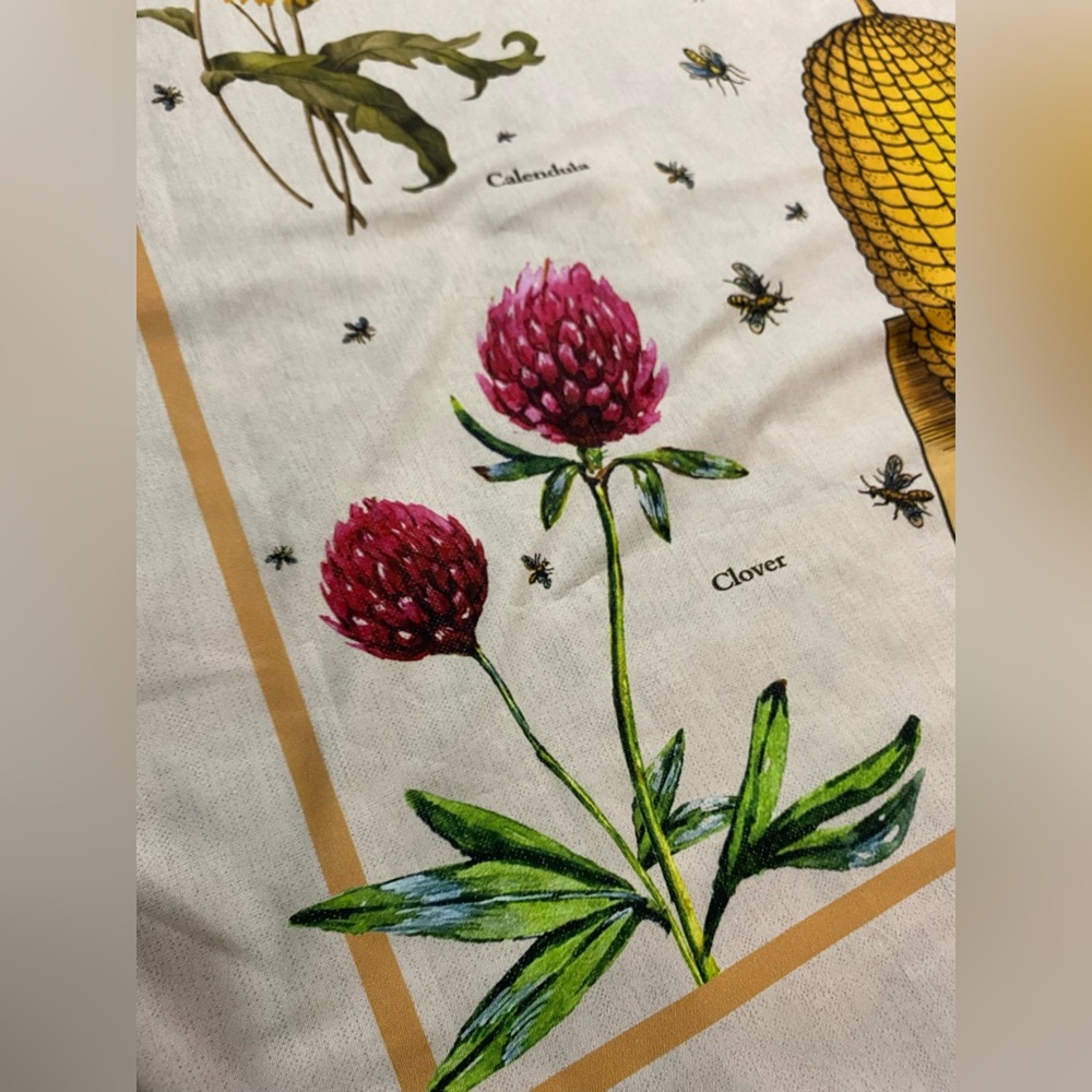 Illustrated Bee and Herb Fabric Tapestry - Picture 3 of 8